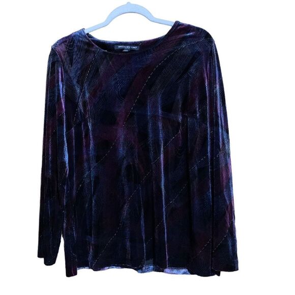 BRIGGS New York Womens Size Petite Large Multicolor Velvet Swirl Embellished Top - Picture 1 of 7